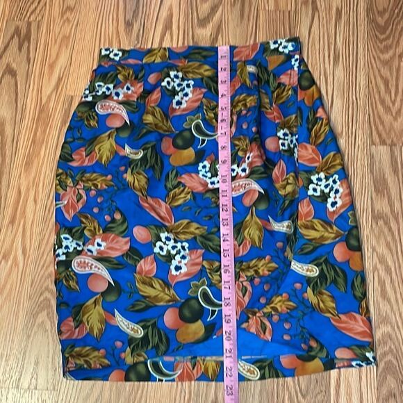 Vintage Silk Wrap Skirt, Oranges Blossoms Blue, 8P - Picture 3 of 5